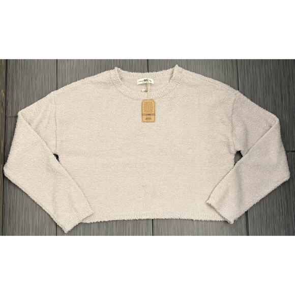 Natural Life Sweaters - Natural Life Women’s Beige Oversized Cropped Fuzzy Sweater Size Large NWT